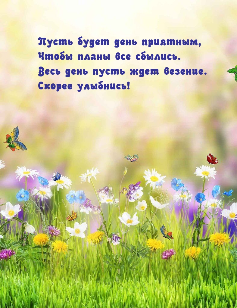 Пусть будет день приятным, чтобы планы все сбылись.