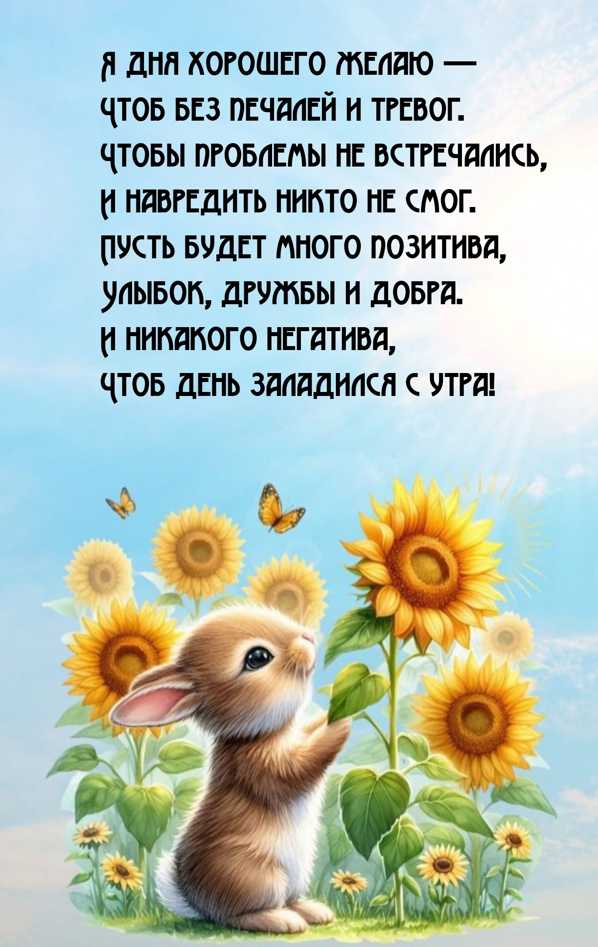 Я дня хорошего желаю — чтоб без печалей и тревог.
