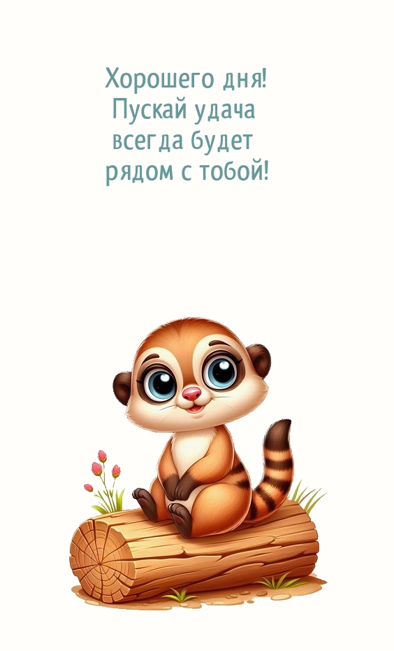 Хорошего дня! Пускай удача всегда будет рядом с тобой!