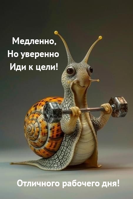 Медленно, но уверенно иди к цели! Отличного рабочего дня!