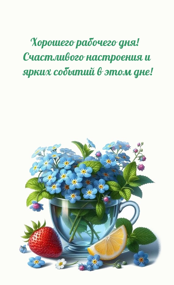 Хорошего рабочего дня! Счастливого настроения и ярких событий в этом дне!