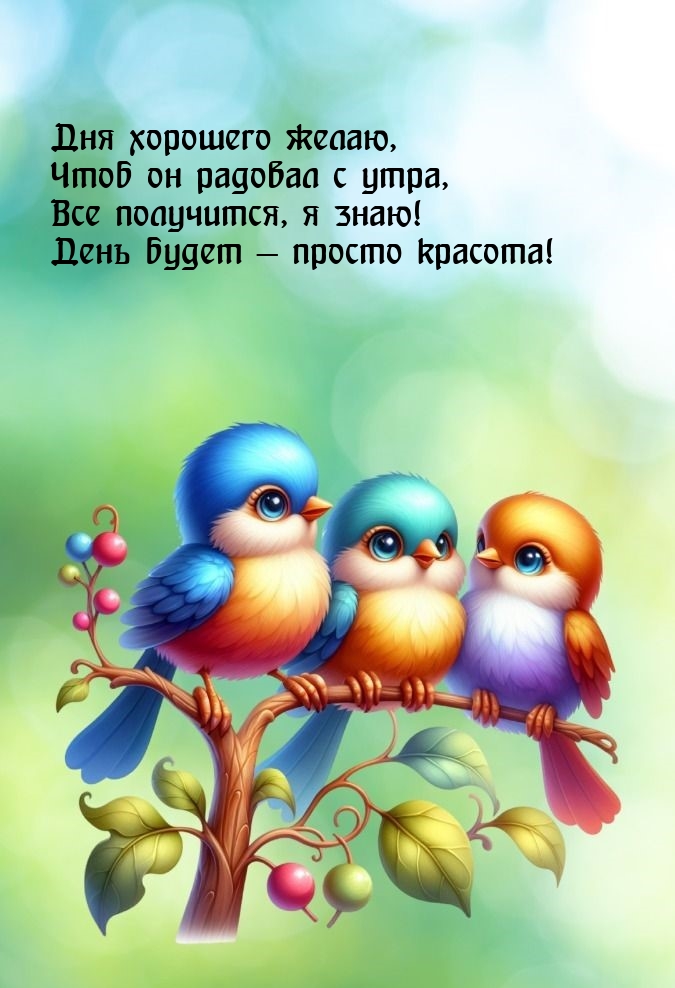 Дня хорошего желаю, чтоб он радовал с утра, все получится, я знаю!