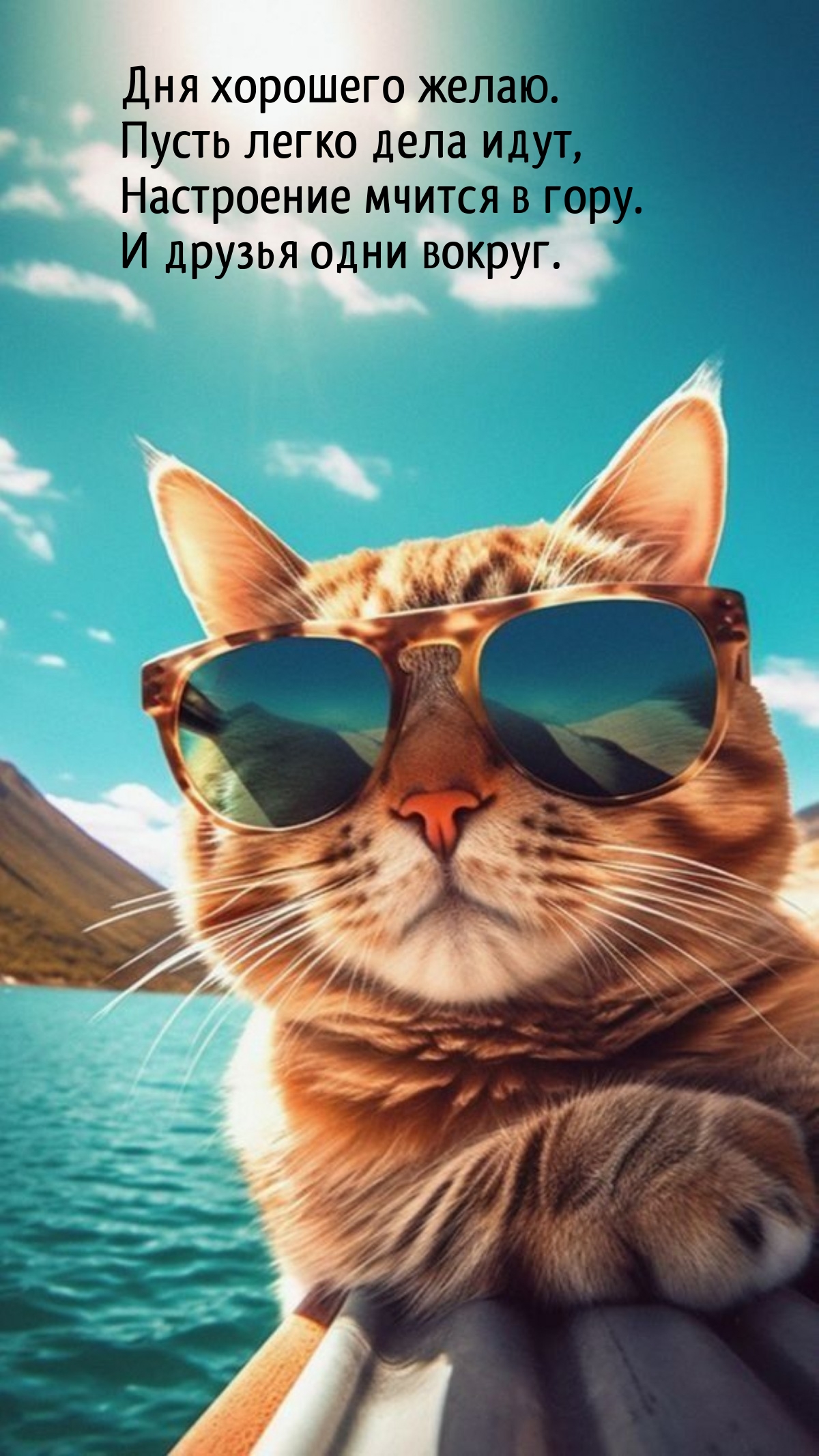 Дня хорошего желаю. Пусть легко дела идут, настроение мчится в гору.