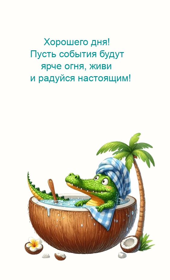 Хорошего дня! Пусть события будут ярче огня и радуйся настоящим!