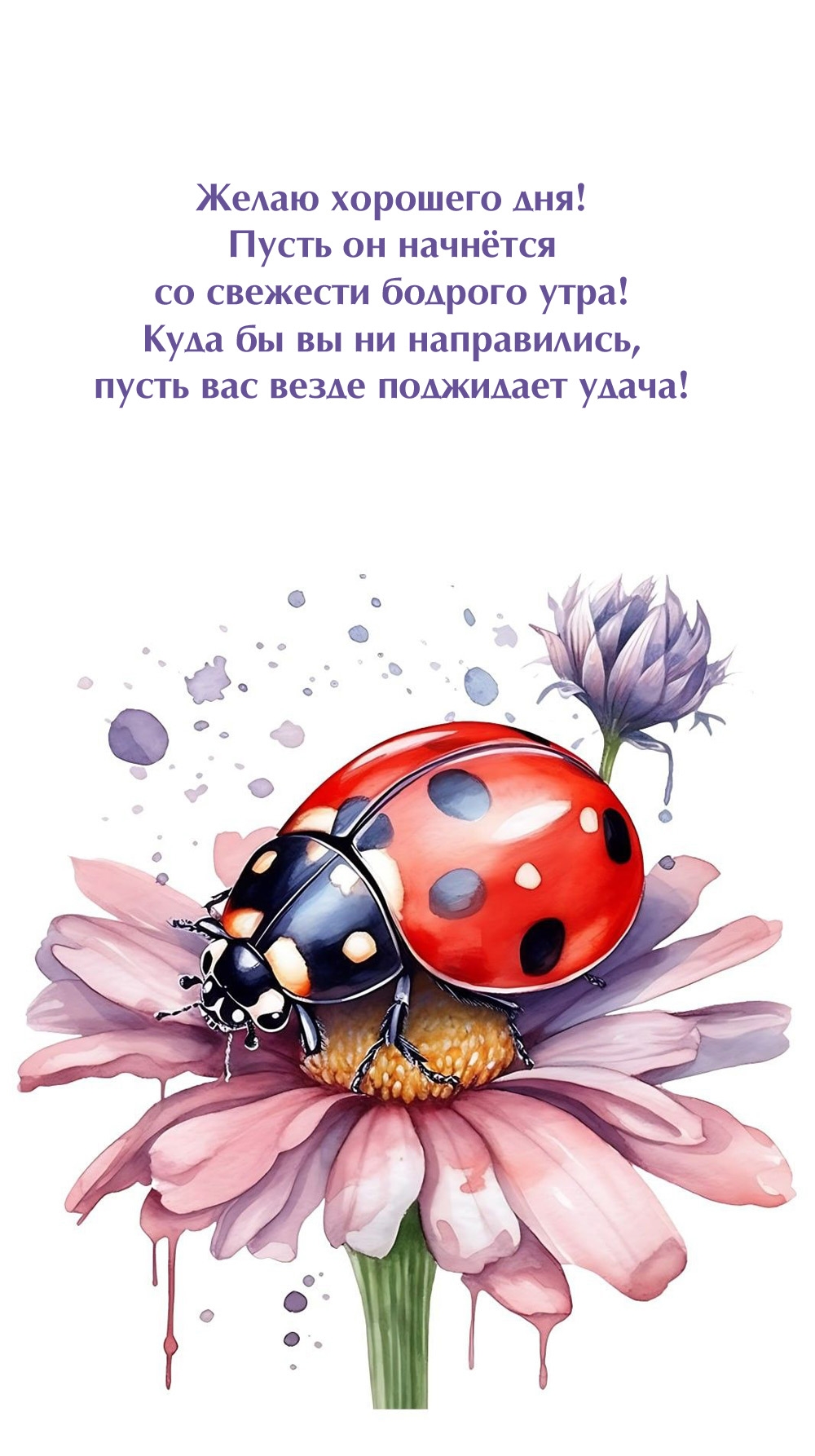 Желаю хорошего дня! Пусть он начнётся со свежести бодрого утра!