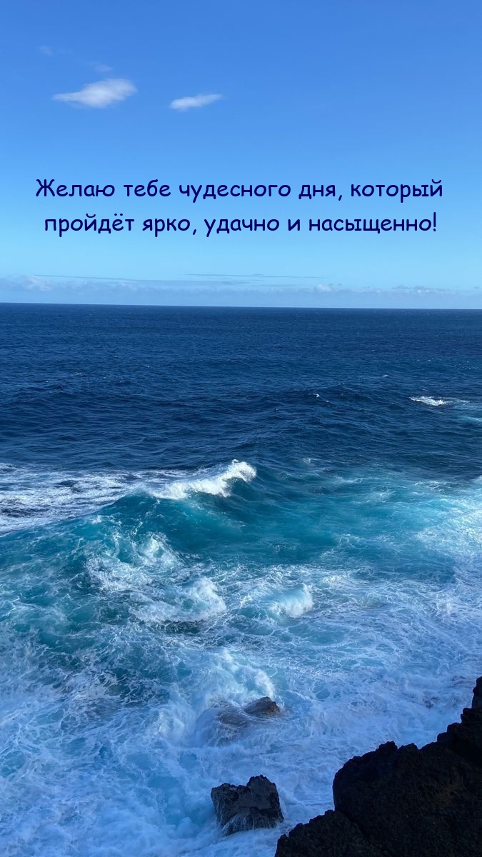 Желаю чудесного дня, который пройдёт ярко, удачно и насыщенно!