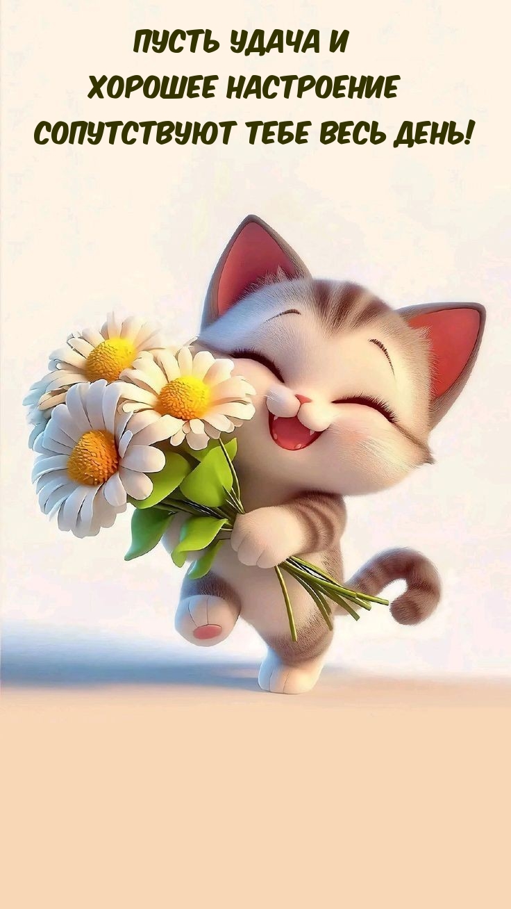 Пусть удача и хорошее настроение сопутствуют тебе весь день!