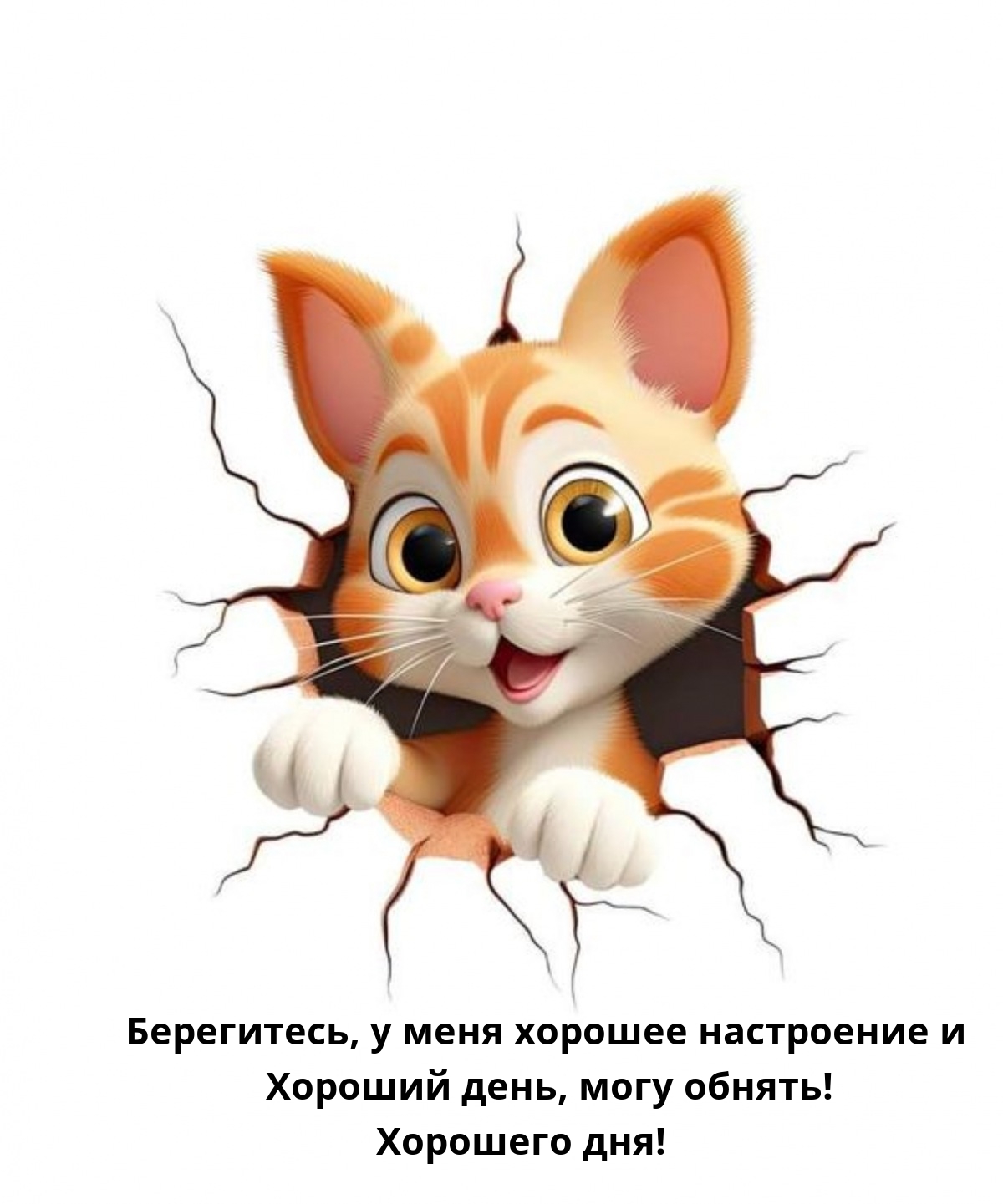 Берегитесь, у меня хорошее настроение и хороший день, могу обнять!