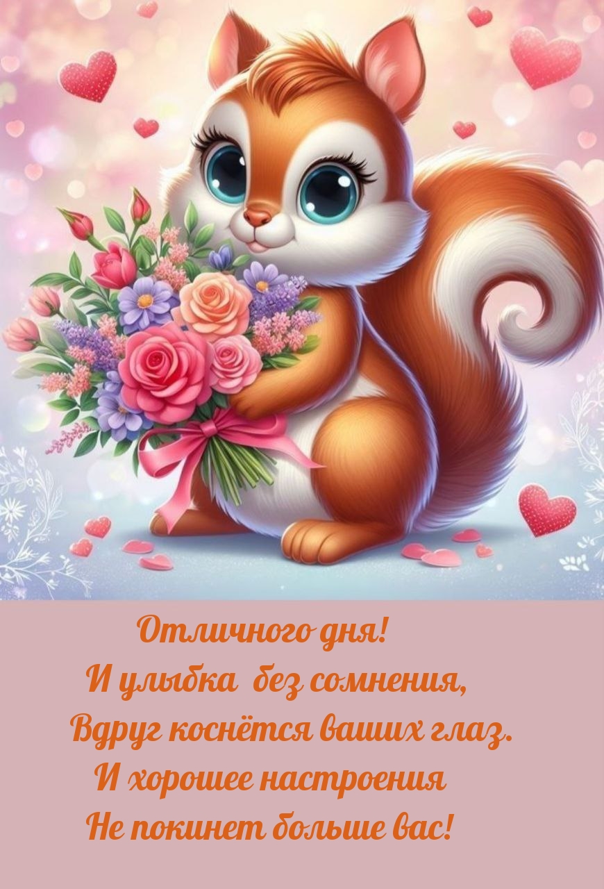 Отличного дня! И улыбка без сомнения, вдруг коснётся ваших глаз. 